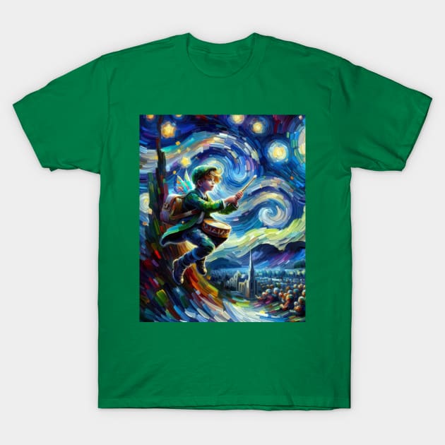 Fairy at Starry Night T-Shirt by FUN GOGH